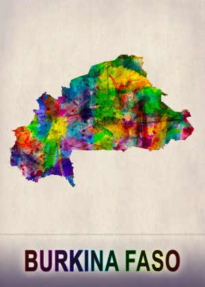 Burkina Faso Map in Watercolor